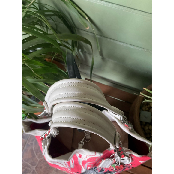 Coach Poppy Flower Whipstitch Light Khaki Duffel Bucket Large Tote LMTED ED - Picture 3 of 11